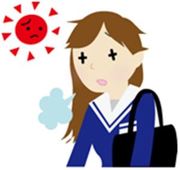 イラスト:体調が悪い女子学生