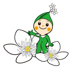 イラスト：花の上に座っている