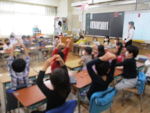 桜川小 1年生の授業の様子
